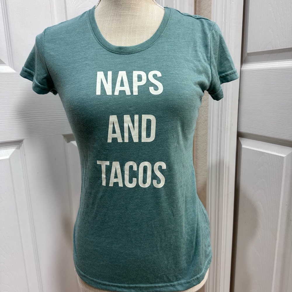 Naps and Tacos size S Wallflower Green Fitted Short Sleeve Tee - Picture 1 of 6